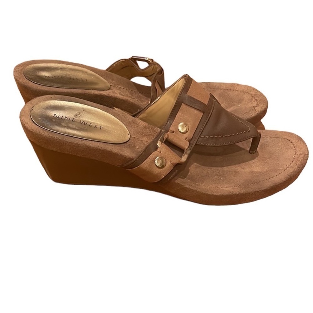 WOMENS NINE WEST wedge sandals BROWN SIZE 10​​​​​​​​​